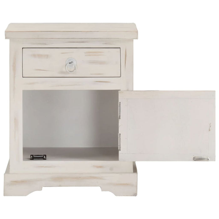 Bedside Cabinet White 40x30x50 cm Solid Mango Wood