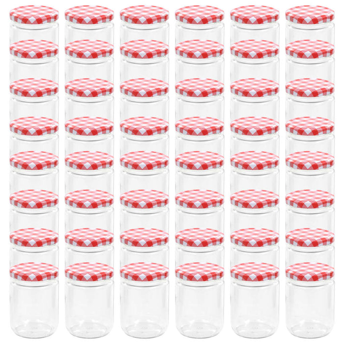 Glass Jam Jars with White and Red Lid 48 pcs 230 ml