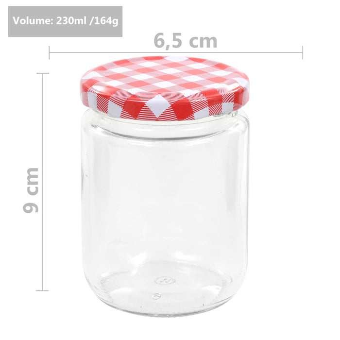 Glass Jam Jars with White and Red Lid 48 pcs 230 ml