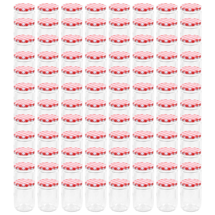 Glass Jam Jars with White and Red Lid 96 pcs 230 ml