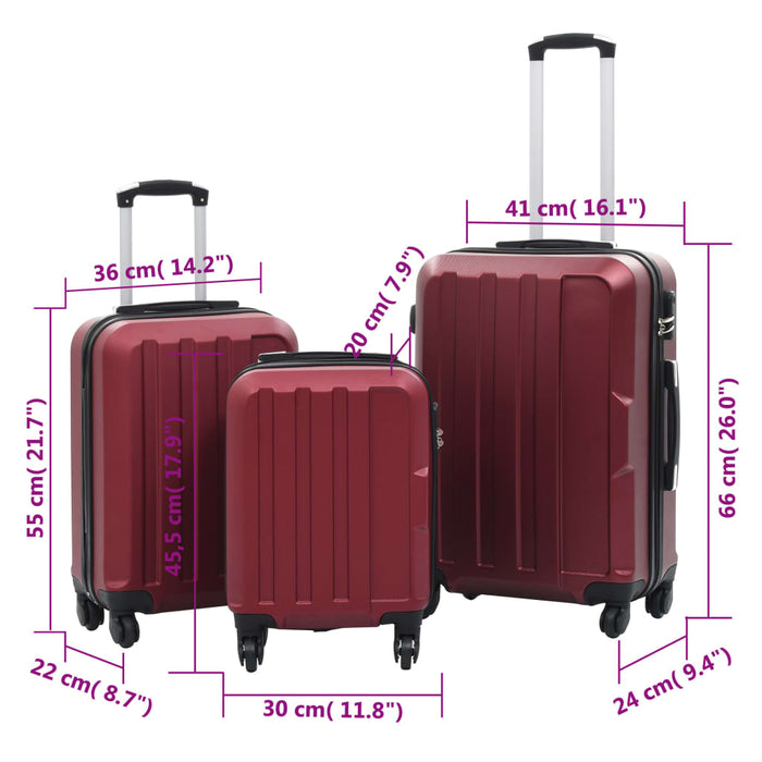 Hardcase Trolley Set 3 pcs Wine Red ABS