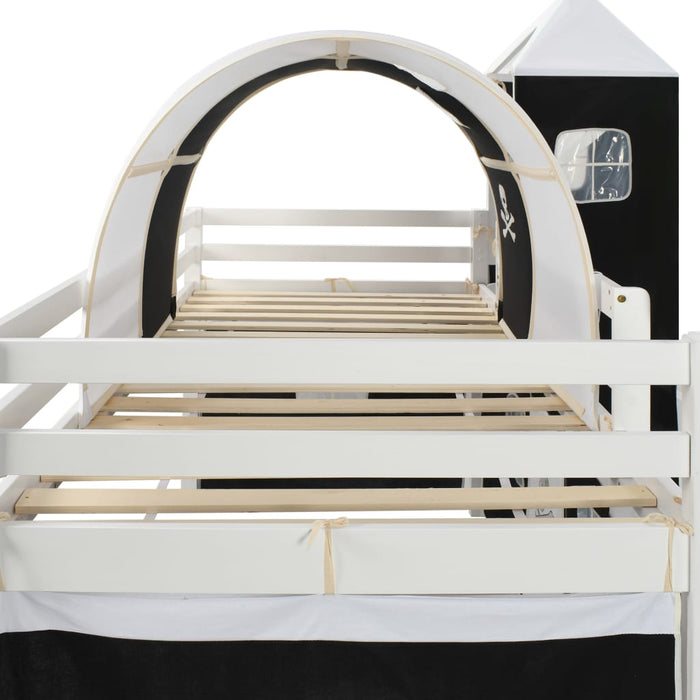 Children's Loft Bed Frame with Slide & Ladder Pinewood 97x208 cm