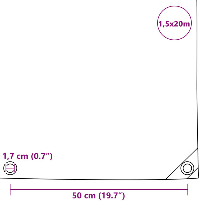 Tarpaulin 650 g/m² 1.5x20 m Grey