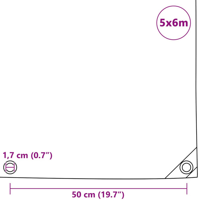 Брезент 650 g/m² 5x6 m Бял