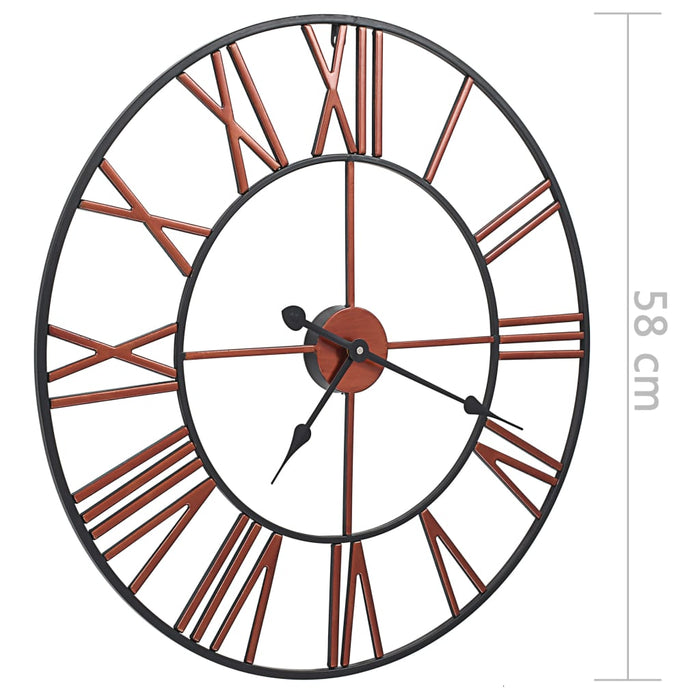 Wall Clock Metal 58 cm Red