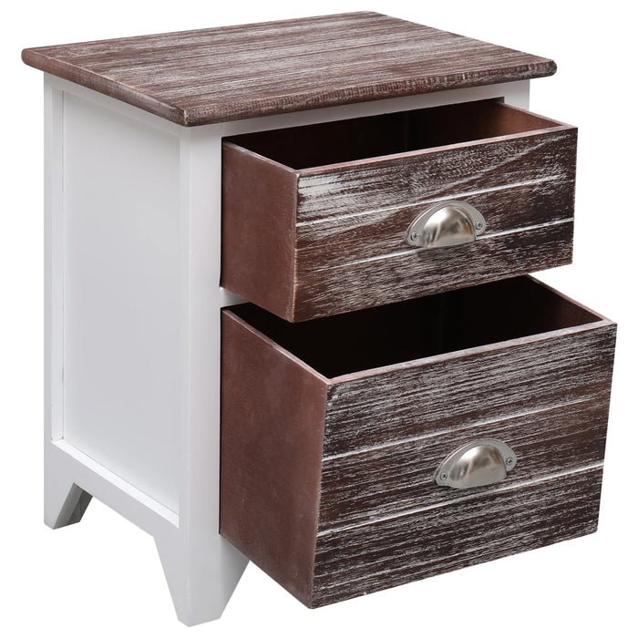 Nightstand Brown and White 38x28x45 cm Paulownia Wood