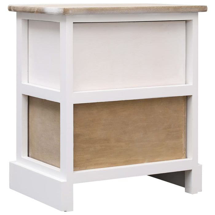 Nightstands 2 pcs White and Natural 38x28x45 cm Paulownia Wood