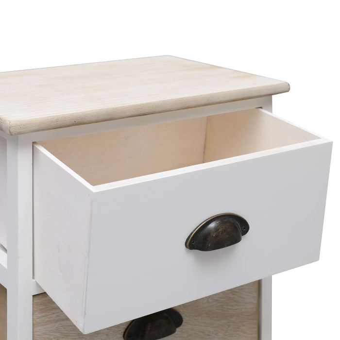 Nightstands 2 pcs White and Natural 38x28x45 cm Paulownia Wood