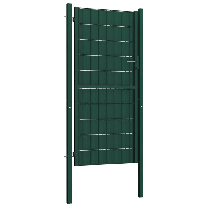 Fence Gate PVC and Steel 100x124 cm Green