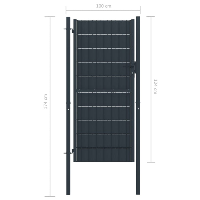 Fence Gate PVC and Steel 100x124 cm Anthracite