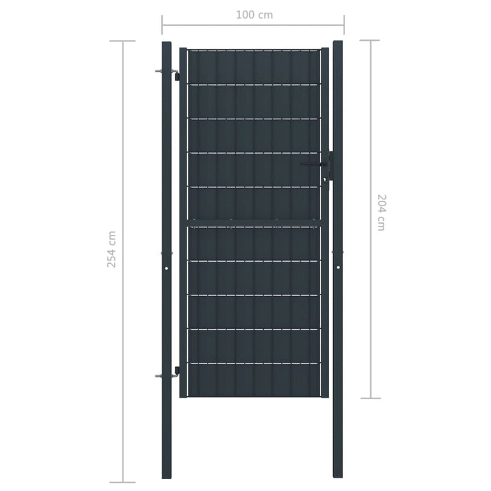 Fence Gate PVC and Steel 100x204 cm Anthracite