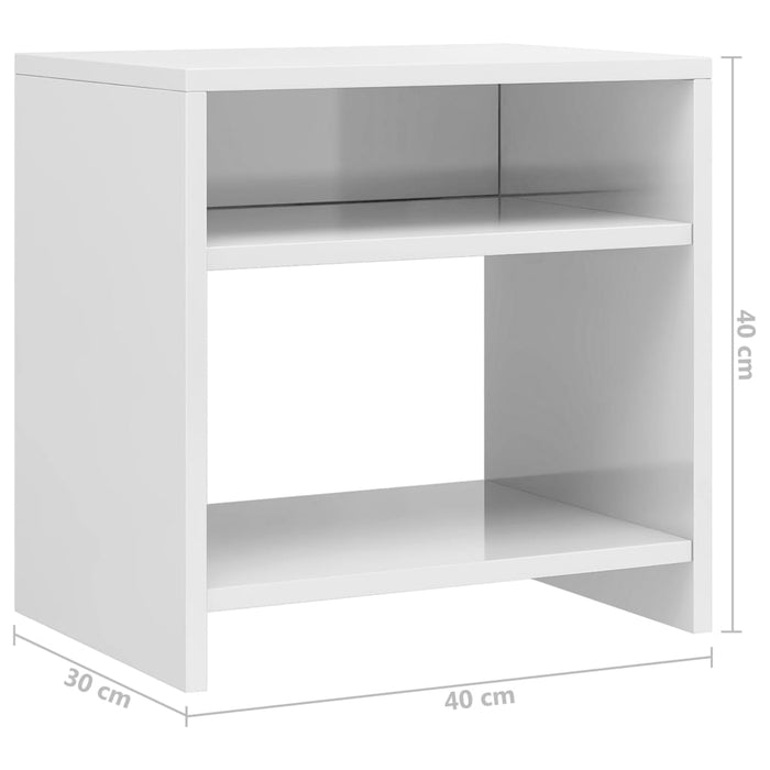 Нощно шкафче висок гланц бяло 40x30x40 см инженерно дърво