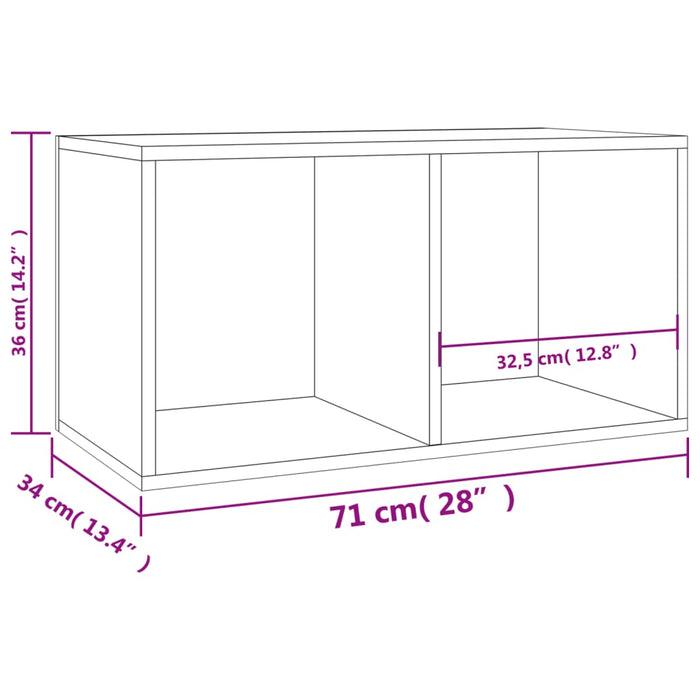 Vinyl Storage Box Concrete Grey 71x34x36 cm Engineered Wood