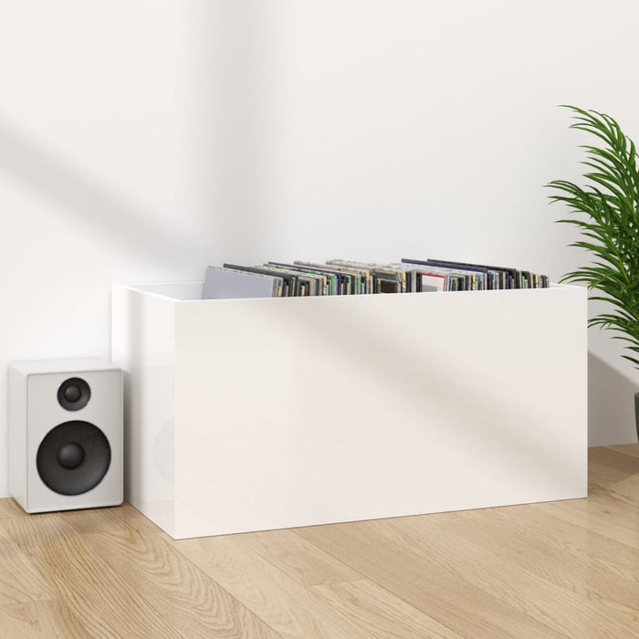 Vinyl Storage Box High Gloss White 71x34x36 cm Engineered Wood