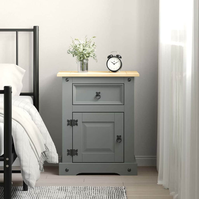 Bedside Cabinet Mexican Pine Corona Range Grey 53x39x67 cm