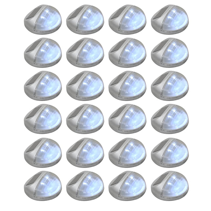 Outdoor Solar Wall Lamps LED 24 pcs Round Silver