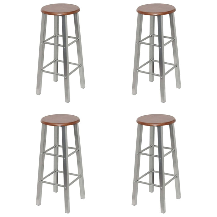 Bar Stools 4 pcs Silver and Brown MDF