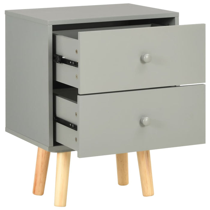 Bedside Cabinets 2 pcs Grey 40x30x50 cm Solid Pinewood