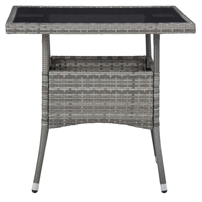 Outdoor Dining Table Grey Poly Rattan and Glass