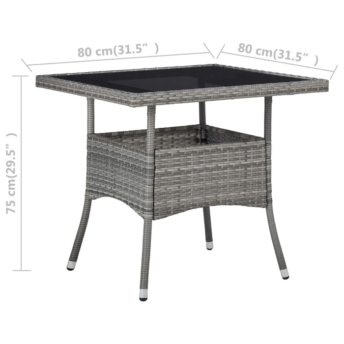 Outdoor Dining Table Grey Poly Rattan and Glass