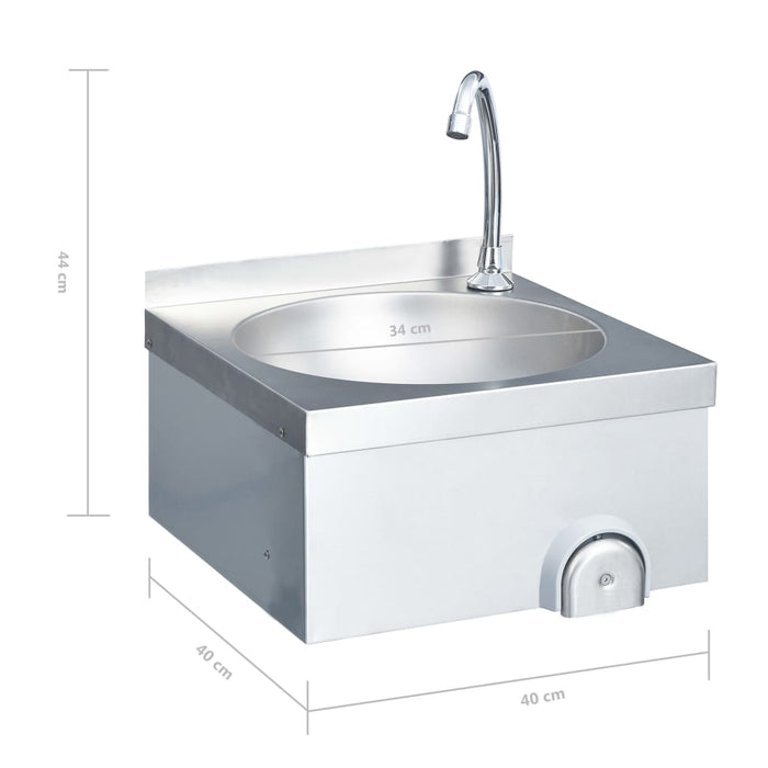 Hand Wash Sink with Faucet and Soap Dispenser Stainless Steel