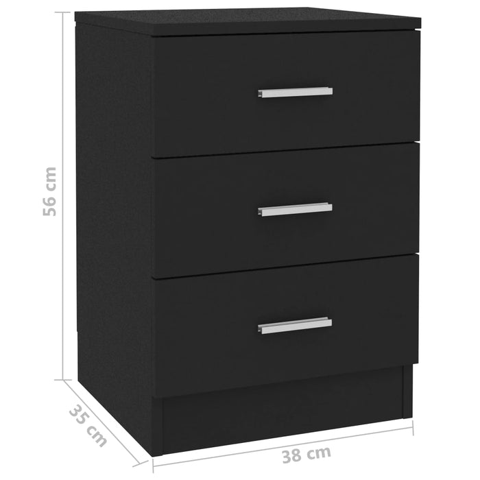 Bedside Cabinet Black 38x35x56 cm Engineered Wood