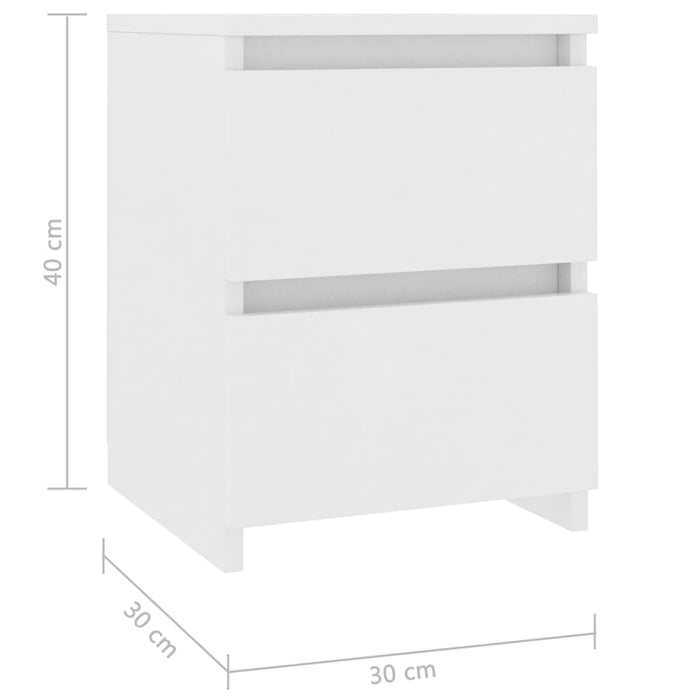 Нощно шкафче Бяло 30x30x40 см Инженерно дърво