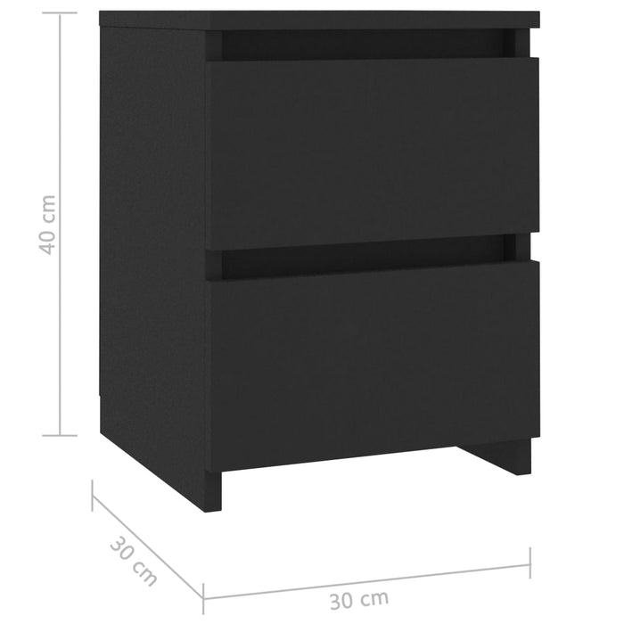 Bedside Cabinet Black 30x30x40 cm Engineered Wood