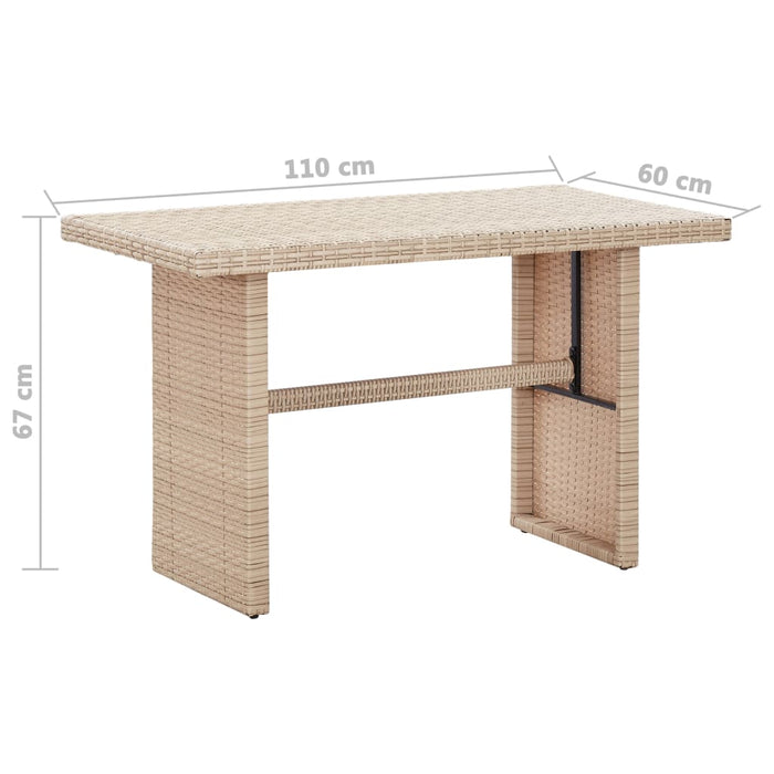 Garden Table Beige 110x60x67 cm Poly Rattan