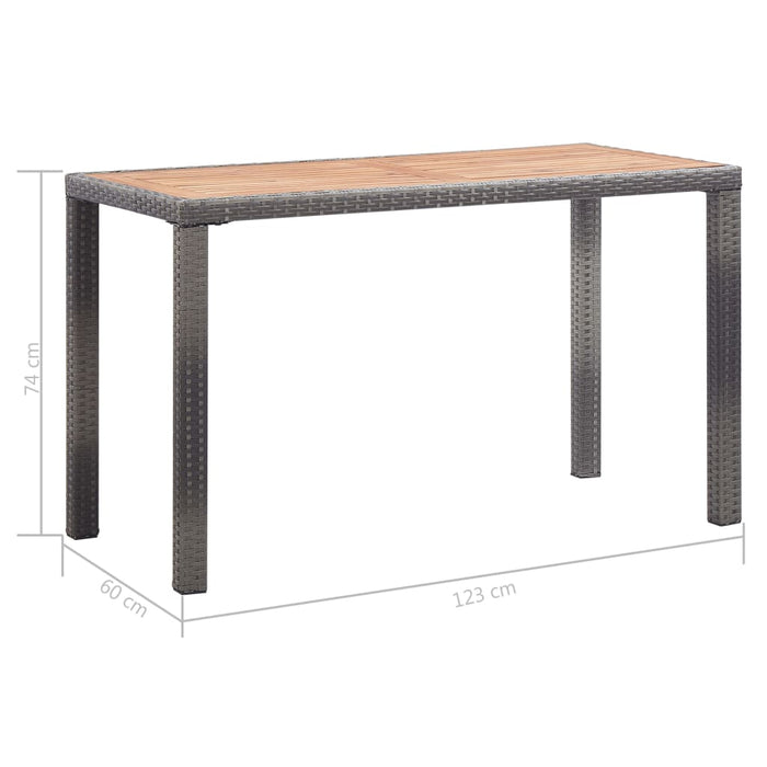 Garden Table Anthracite and Brown 123x60x74 cm Solid Acacia Wood