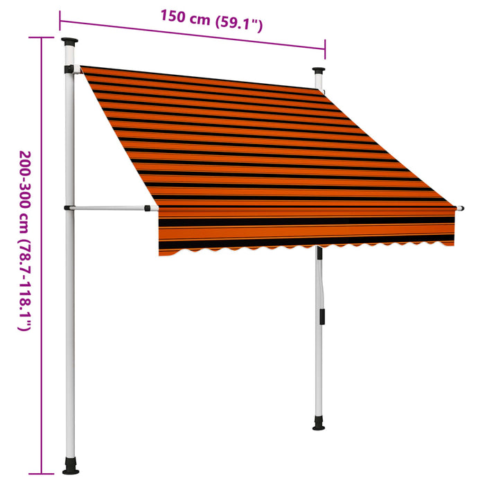 Copertina retractabila manuala 150 cm Portocaliu si Maro