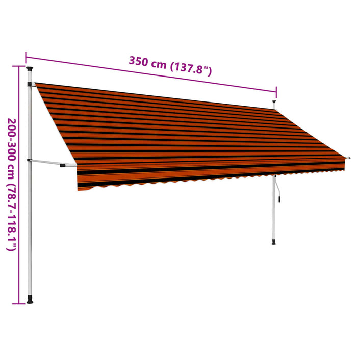 Copertina retractabila manuala 350 cm Portocaliu si Maro