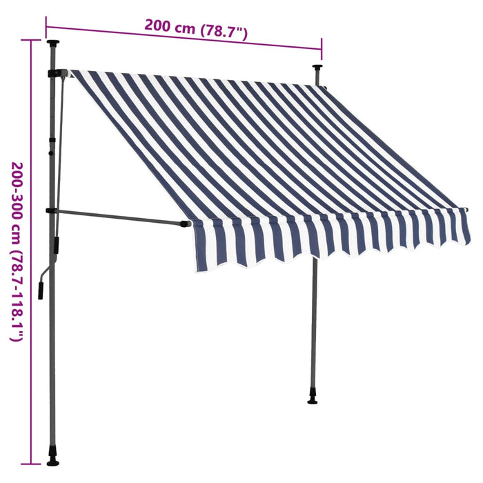 Copertina manuală retractabilă cu LED 200 cm Albastru și Alb