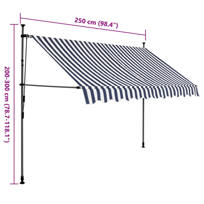 Copertina retractabila manuala cu LED 250 cm Albastru si Alb