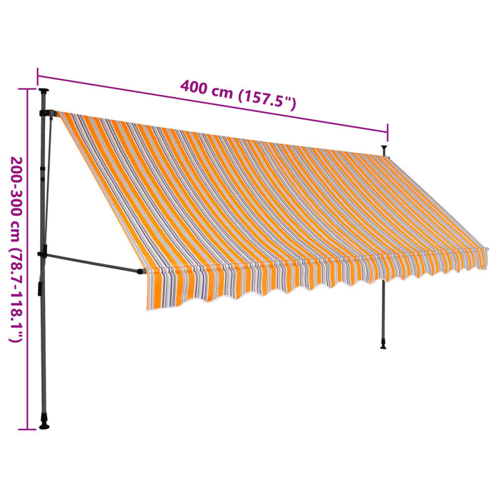 Manual Retractable Awning with LED 400 cm Yellow and Blue