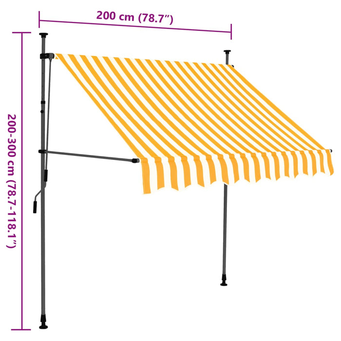 Copertina retractabila manuala cu LED 200 cm alb si portocaliu