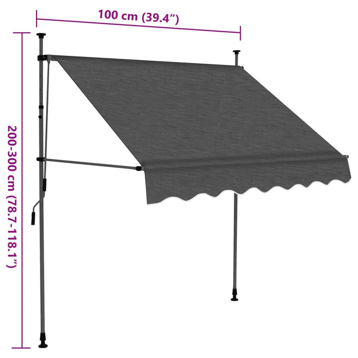 Copertina retractabila manuala cu LED 100 cm Antracit