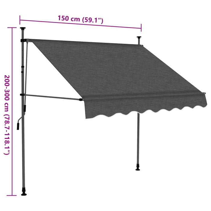 Copertina retractabila manuala cu LED 150 cm Antracit