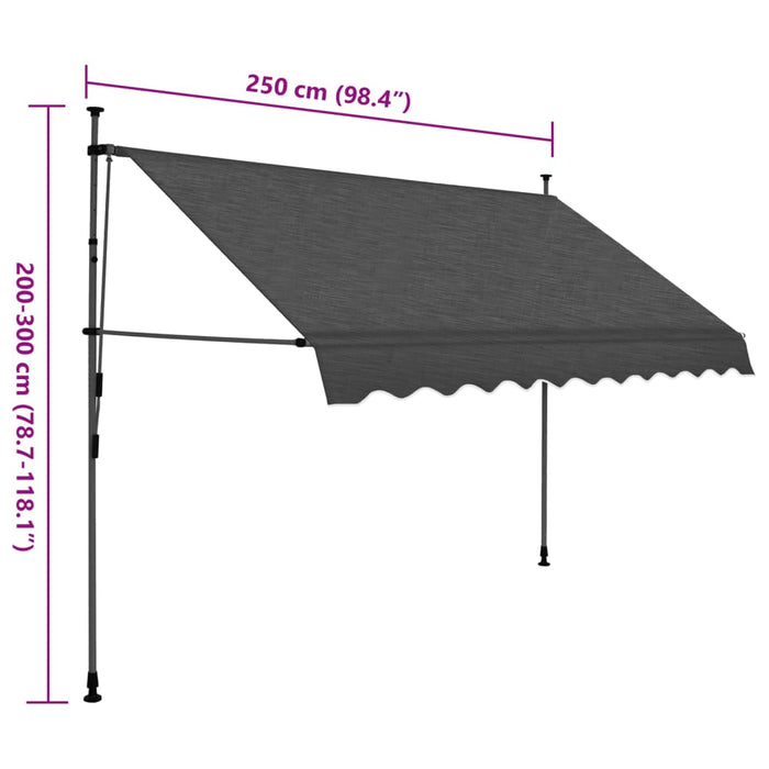 Copertina retractabila manuala cu LED 250 cm Antracit