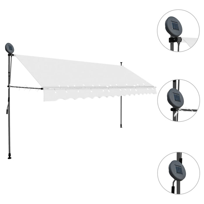 Manual Retractable Awning with LED 400 cm Cream