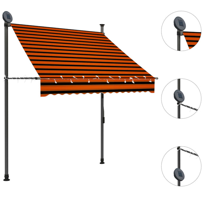 Copertina retractabila manuala cu LED 150 cm Portocaliu si Maro