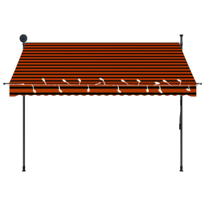 Manual Retractable Awning with LED 250 cm Orange and Brown