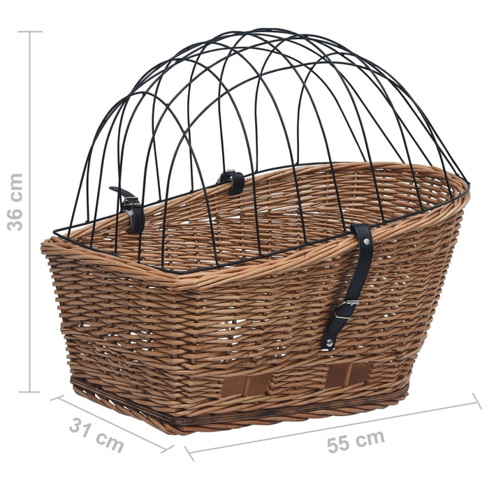 Bike Rear Basket with Cover 55x31x36 cm Natural Willow