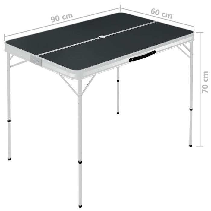 Folding Camping Table with 2 Benches Aluminium Grey