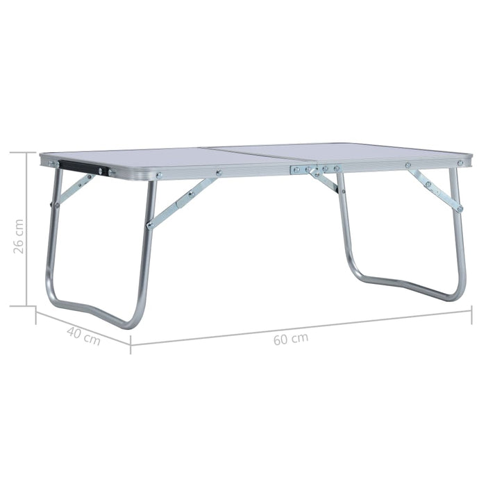 Folding Camping Table White Aluminium 60x40 cm