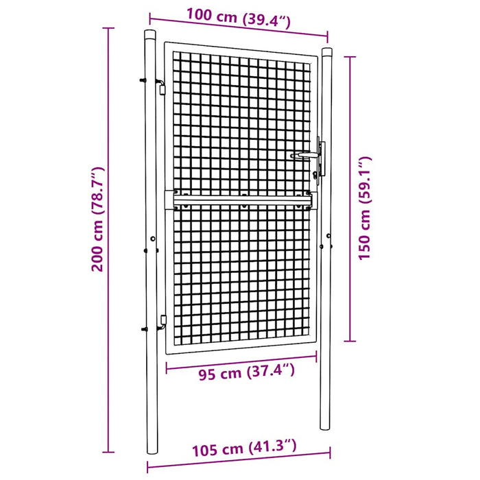 Fence Gate Steel 100x150 cm Green