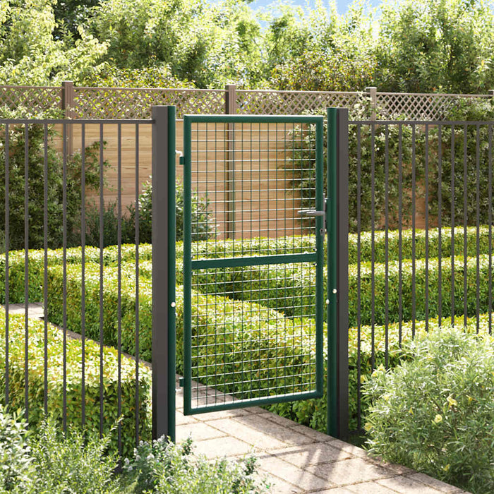 Fence Gate Steel 100x150 cm Green