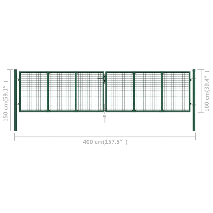 Mesh Garden Gate Steel 390x100 cm Green