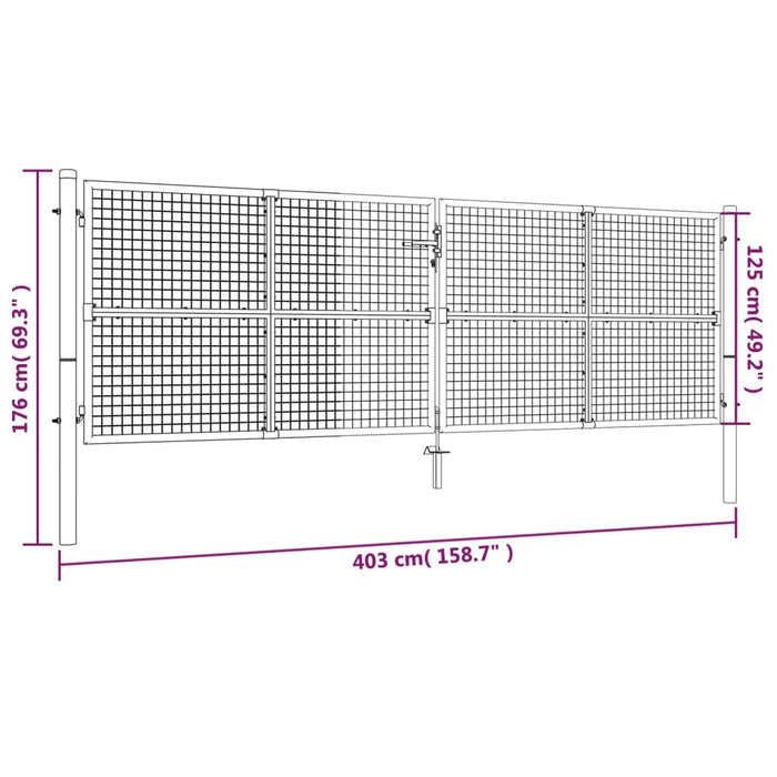 Mesh Garden Gate Steel 390x125 cm Green