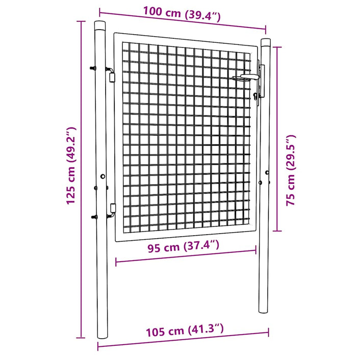 Mesh Garden Gate Galvanised Steel 100x125 cm Grey